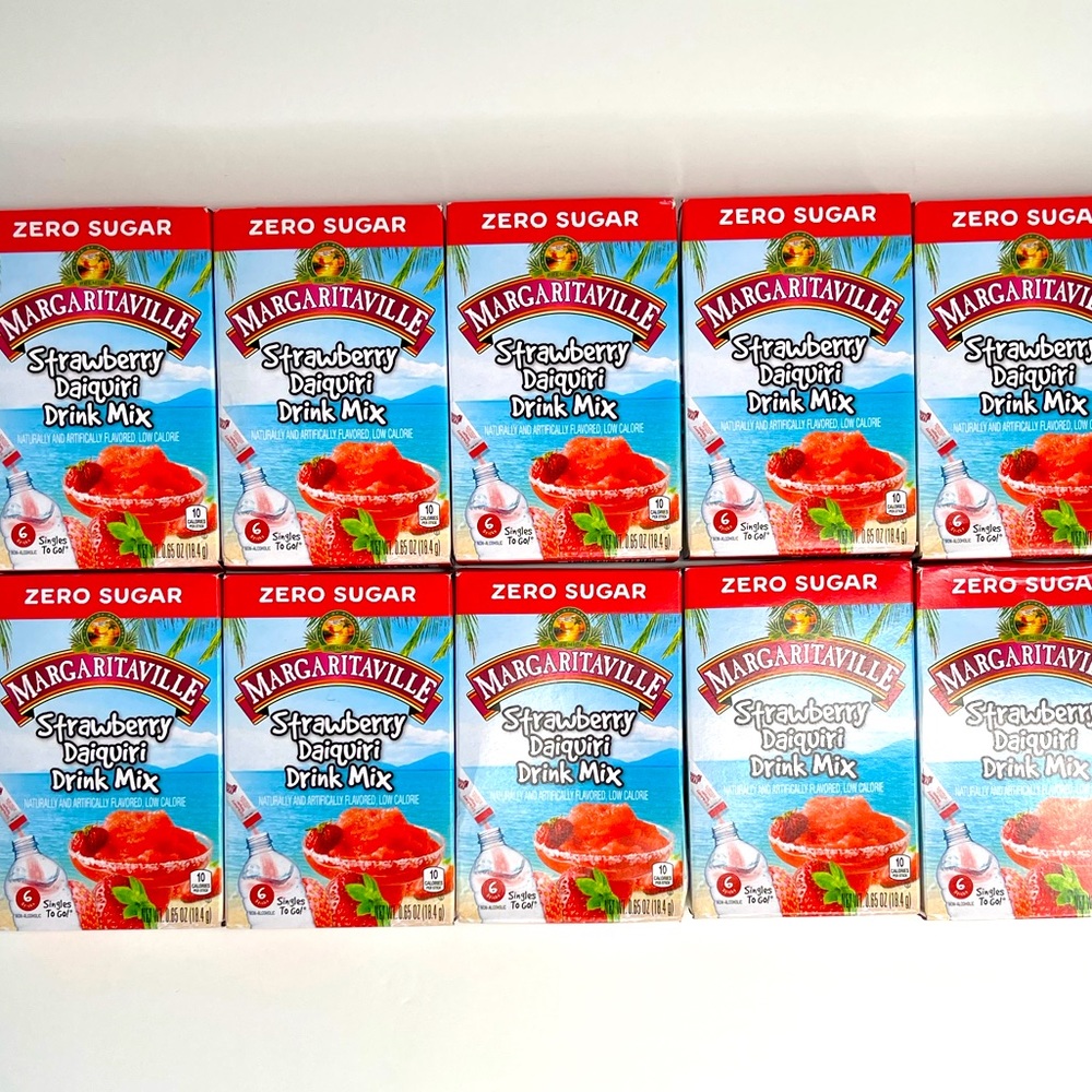 10 Sugar Free Margaritaville Singles to Go Strawberry Daiquiri Drink Mix (6 Ct)